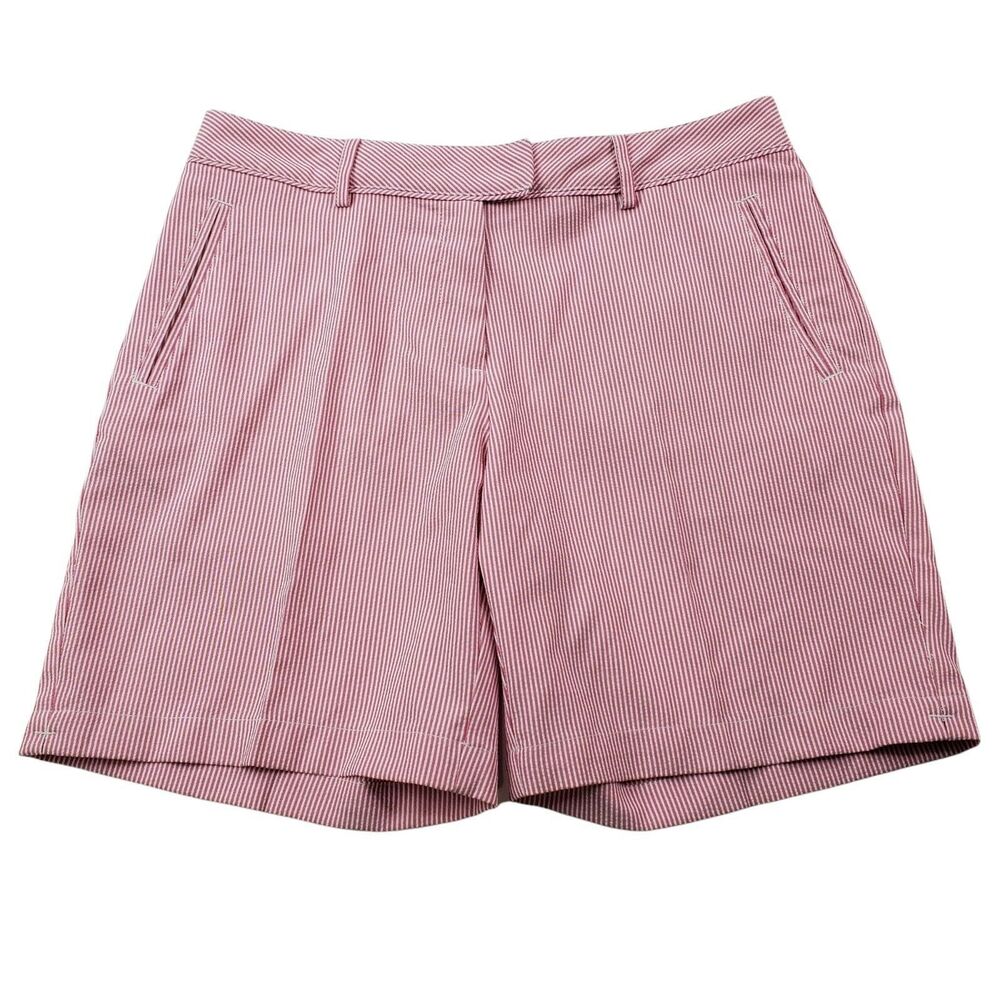 Lady Hagen Womens Size 4 Midi Shorts Red Pink White Stripes Seersucker Casual